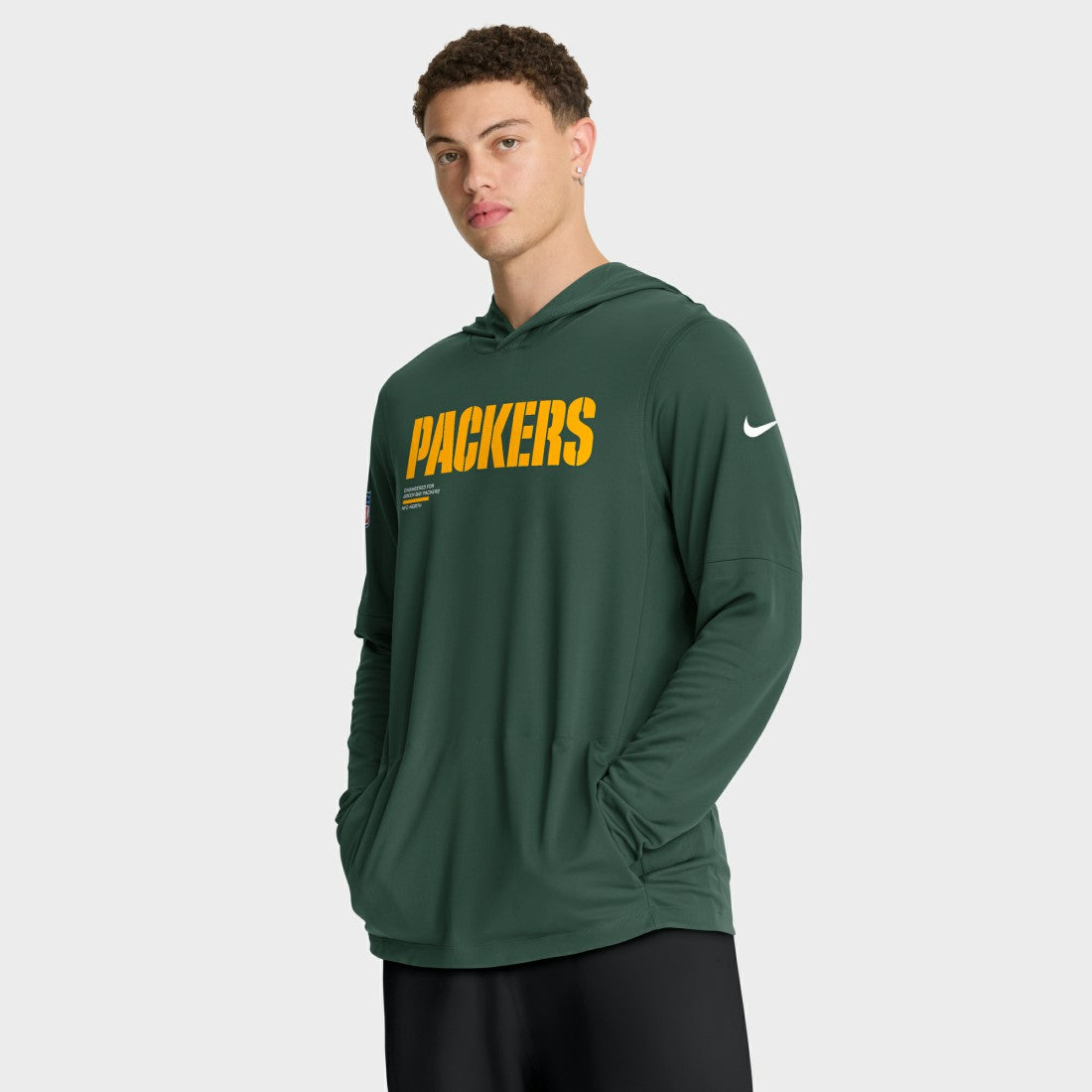Green Bay Packers Sideline Pure Fury Performance Long Sleeve Hoodie T-Shirt - Green | Nike discount