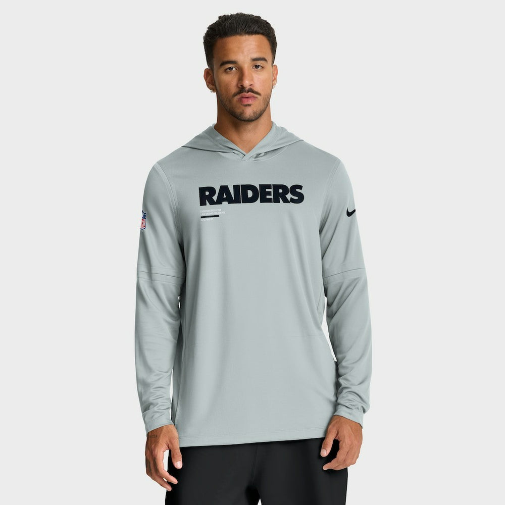 Las Vegas Raiders Sideline Pure Fury Performance Long Sleeve Hoodie T-Shirt - Silver | Nike sale