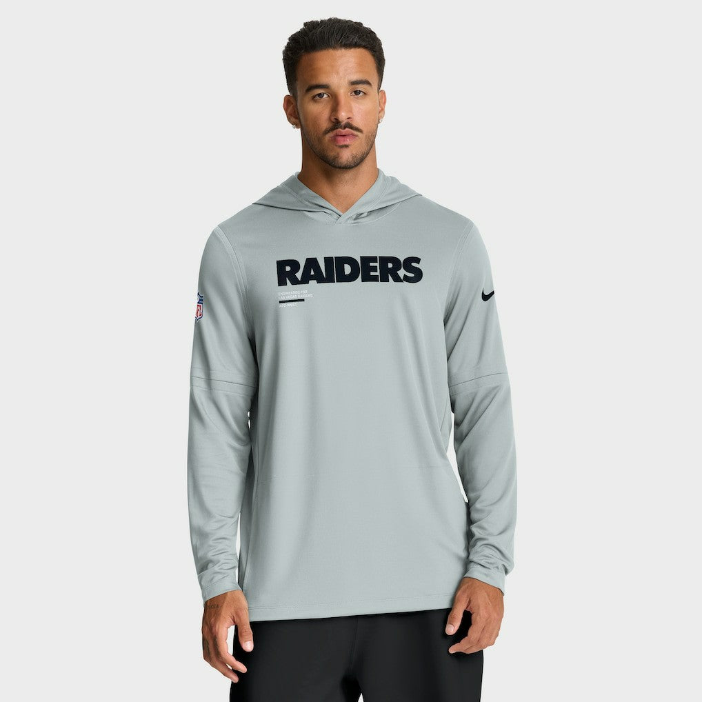 Las Vegas Raiders Sideline Pure Fury Performance Long Sleeve Hoodie T-Shirt - Silver | Nike sale