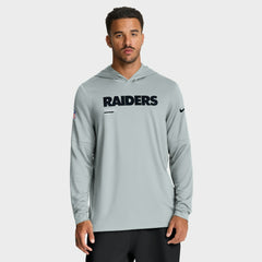 Las Vegas Raiders Sideline Pure Fury Performance Long Sleeve Hoodie T-Shirt - Silver | Nike sale
