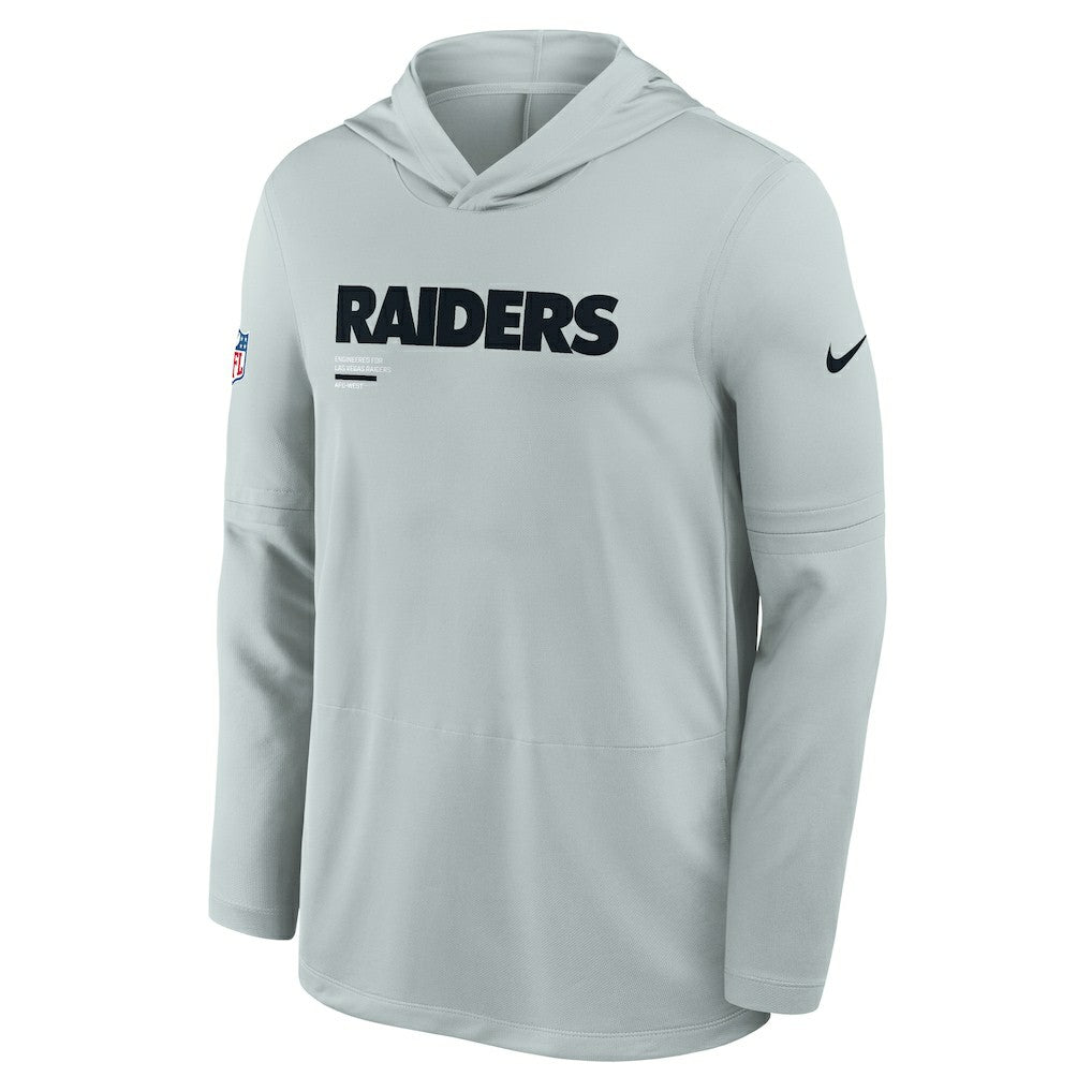 Las Vegas Raiders Sideline Pure Fury Performance Long Sleeve Hoodie T-Shirt - Silver | Nike sale