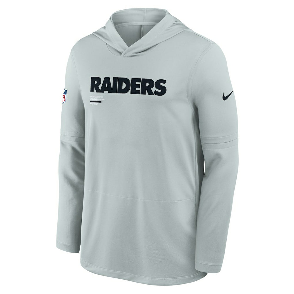 Las Vegas Raiders Sideline Pure Fury Performance Long Sleeve Hoodie T-Shirt - Silver | Nike sale