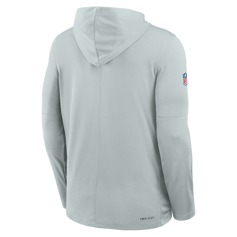 Las Vegas Raiders Sideline Pure Fury Performance Long Sleeve Hoodie T-Shirt - Silver | Nike sale