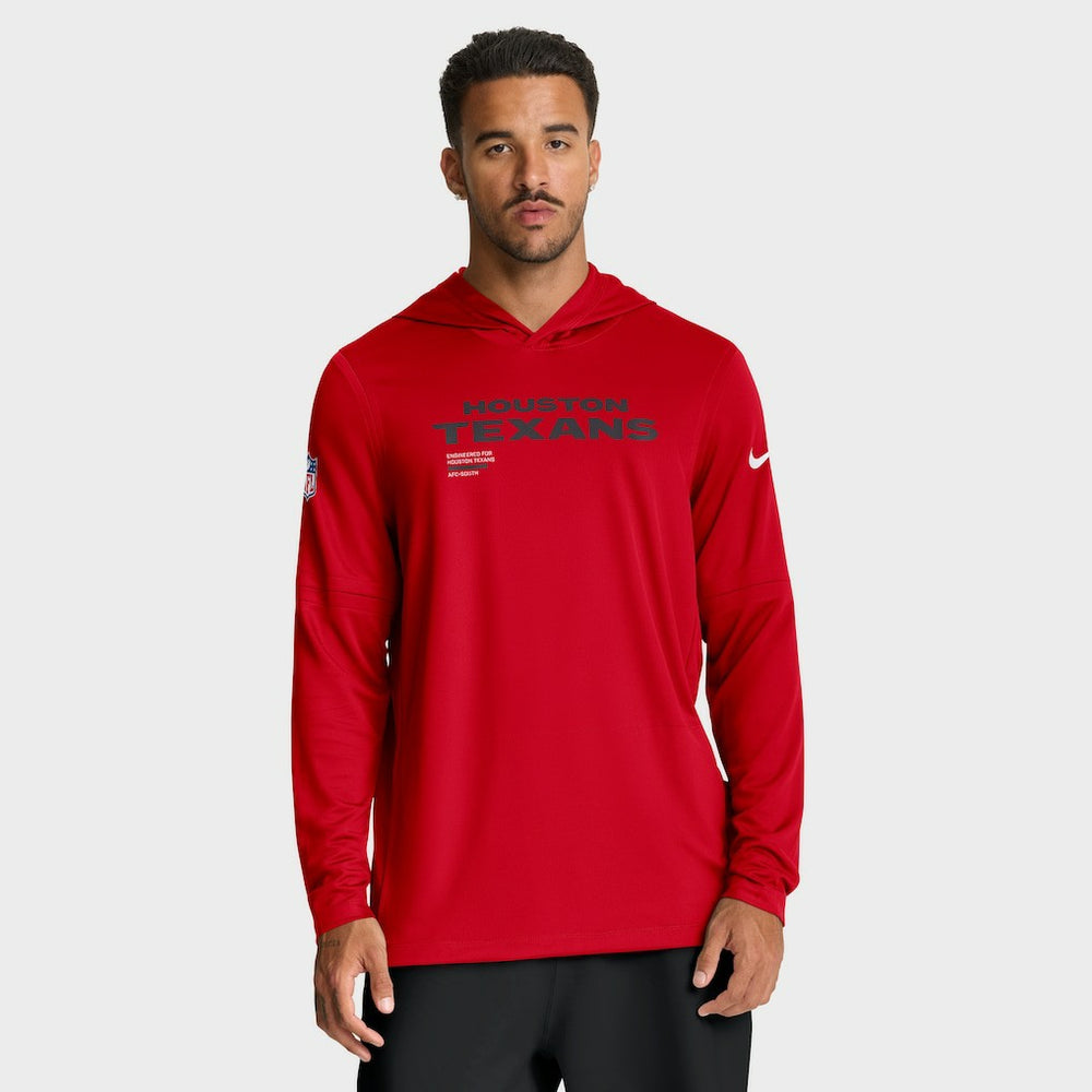 Houston Texans Sideline Pure Fury Performance Long Sleeve Hoodie T-Shirt - Red | Nike outlet