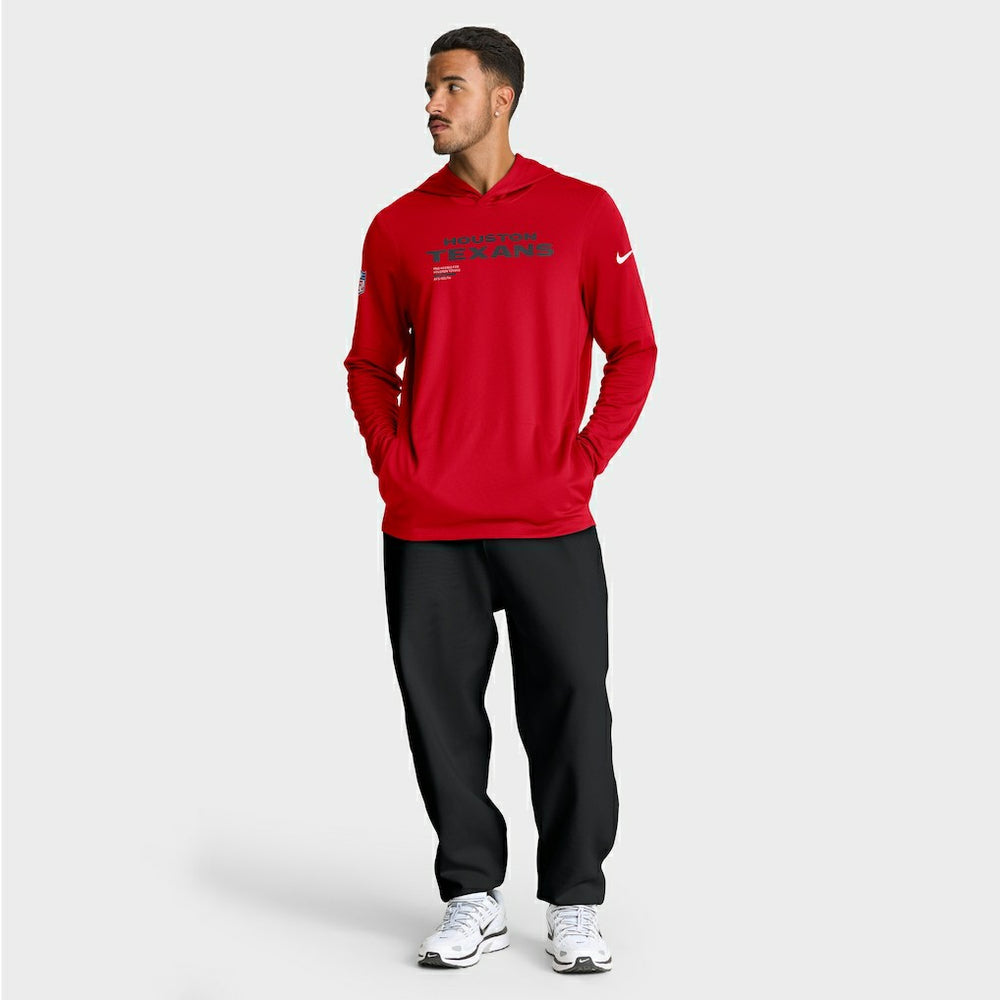 Houston Texans Sideline Pure Fury Performance Long Sleeve Hoodie T-Shirt - Red | Nike outlet