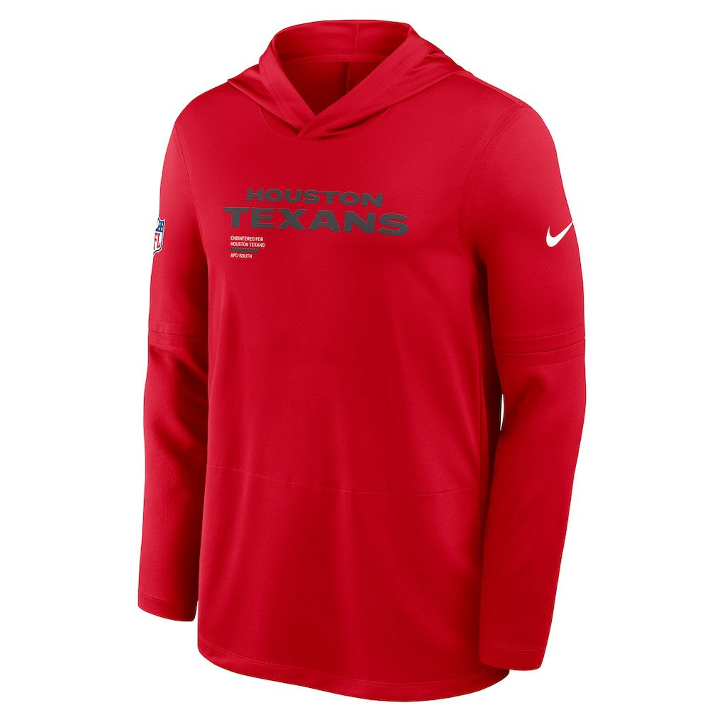 Houston Texans Sideline Pure Fury Performance Long Sleeve Hoodie T-Shirt - Red | Nike outlet