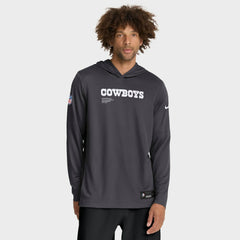 Dallas Cowboys Sideline Pure Fury Performance Long Sleeve Hoodie T-Shirt - Anthracite | Nike cheap