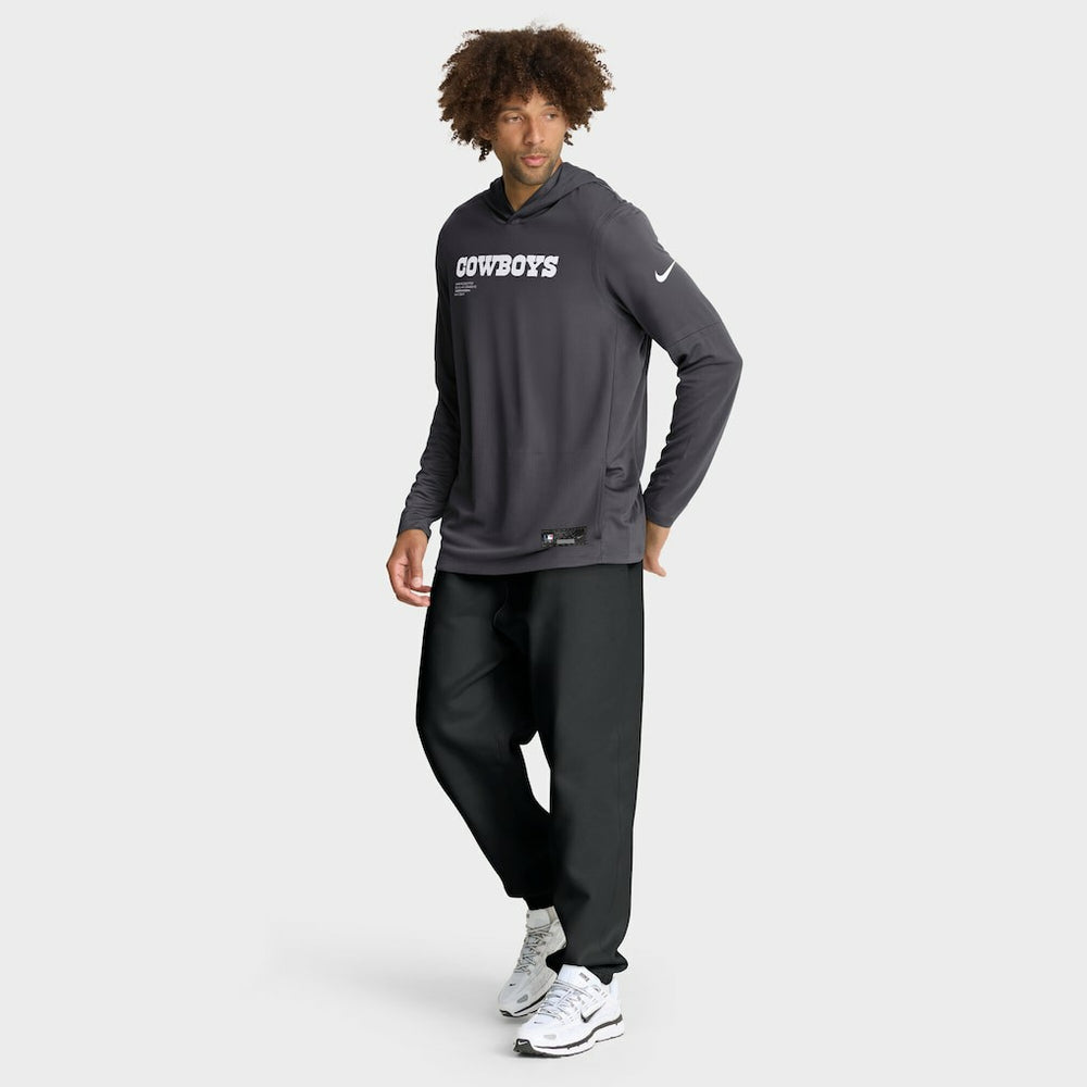 Dallas Cowboys Sideline Pure Fury Performance Long Sleeve Hoodie T-Shirt - Anthracite | Nike cheap