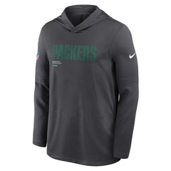 Green Bay Packers Sideline Pure Fury Performance Long Sleeve Hoodie T-Shirt - Anthracite | Nike outlet