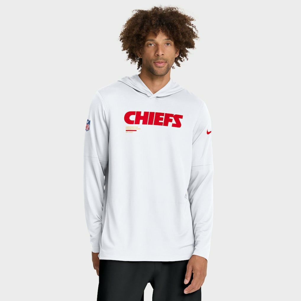 Kansas City Chiefs Sideline Pure Fury Performance Long Sleeve Hoodie T-Shirt - White | Nike cheap