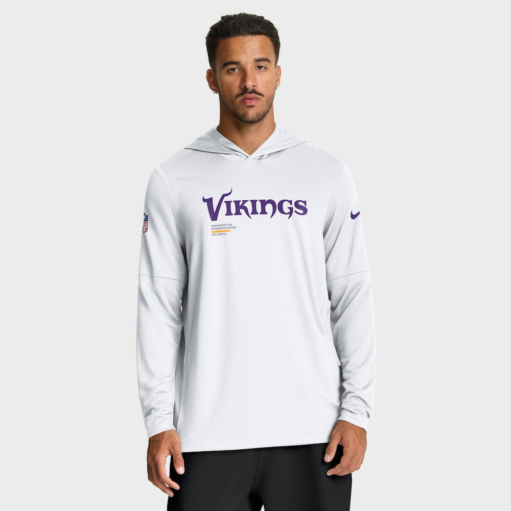 Minnesota Vikings Sideline Pure Fury Performance Long Sleeve Hoodie T-Shirt - White | Nike outlet
