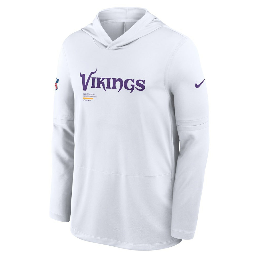 Minnesota Vikings Sideline Pure Fury Performance Long Sleeve Hoodie T-Shirt - White | Nike outlet