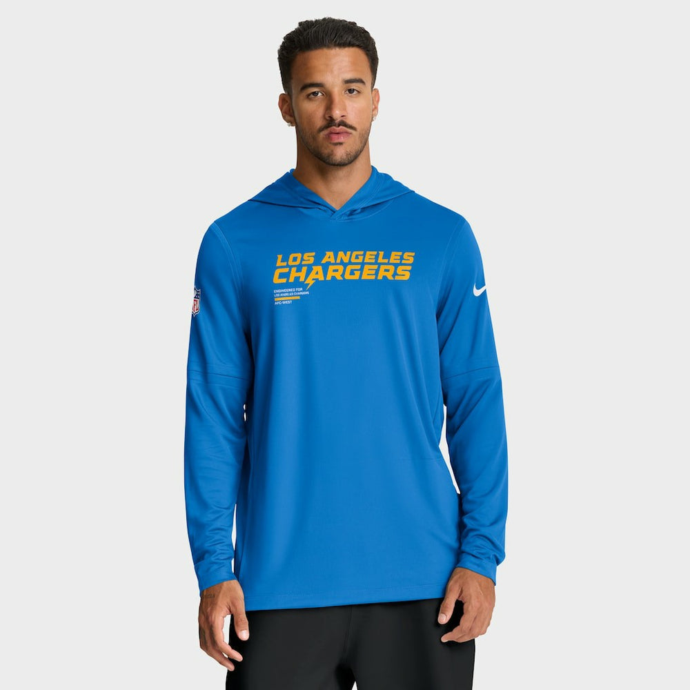Los Angeles Chargers Sideline Pure Fury Performance Long Sleeve Hoodie T-Shirt - Powder Blue | Nike on sale