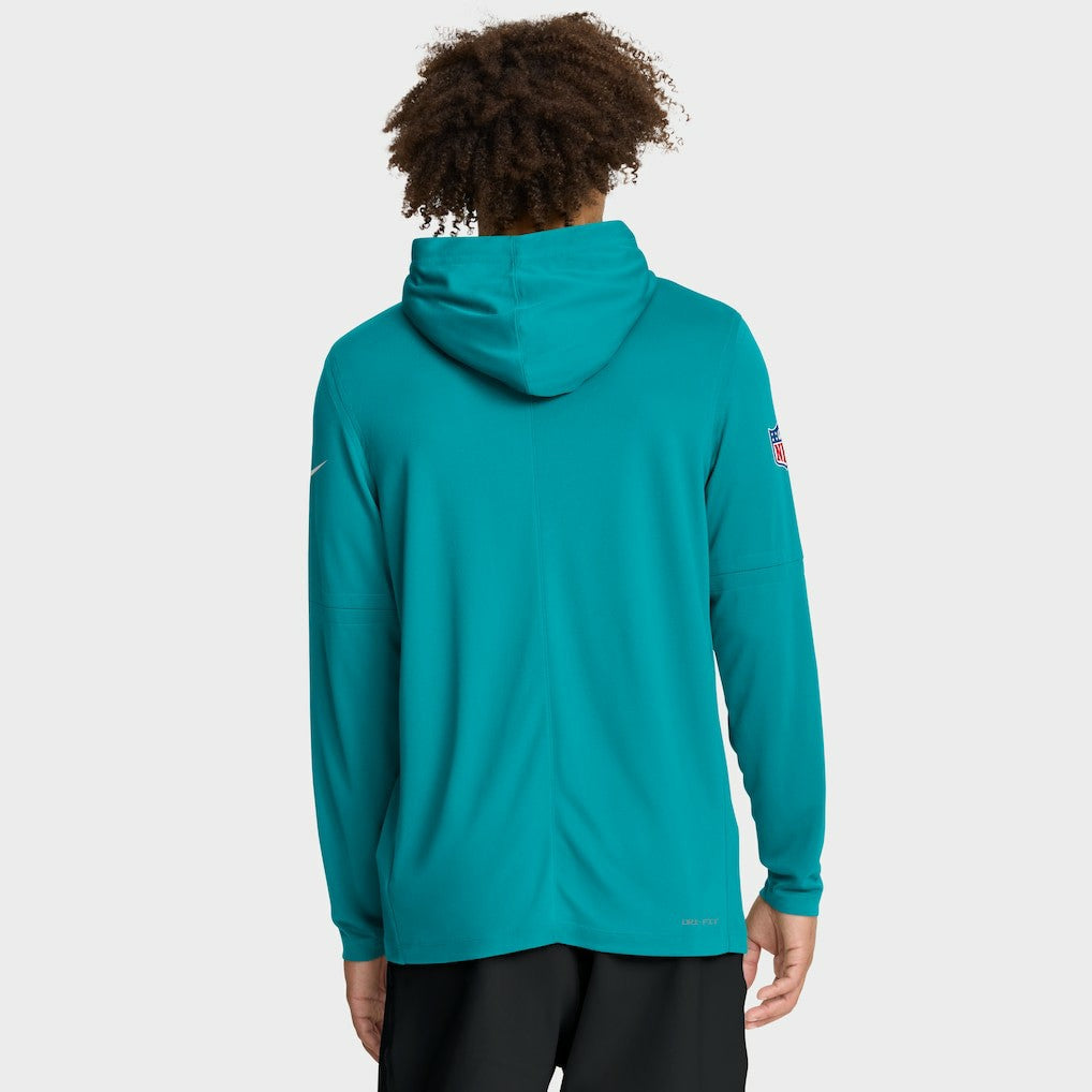 Miami Dolphins Sideline Pure Fury Performance Long Sleeve Hoodie T-Shirt - Aqua | Nike online