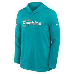 Miami Dolphins Sideline Pure Fury Performance Long Sleeve Hoodie T-Shirt - Aqua | Nike online