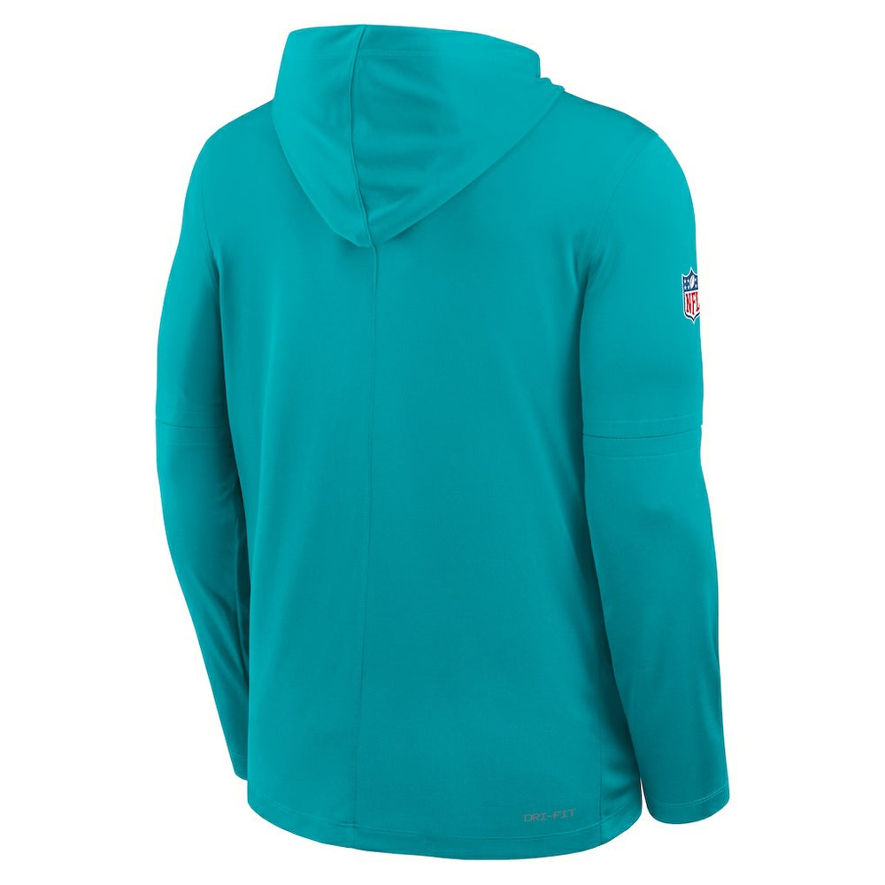 Miami Dolphins Sideline Pure Fury Performance Long Sleeve Hoodie T-Shirt - Aqua | Nike online