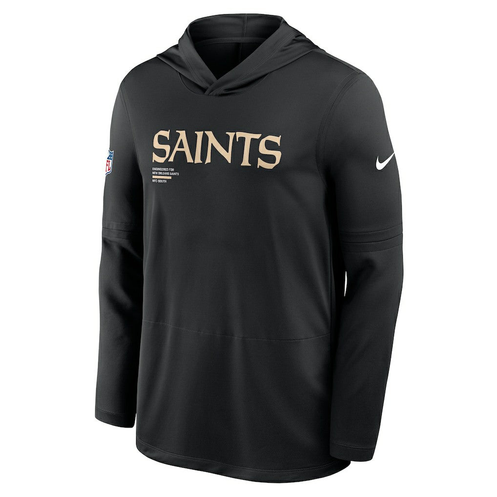 New Orleans Saints Sideline Pure Fury Performance Long Sleeve Hoodie T-Shirt - Black | Nike for sale