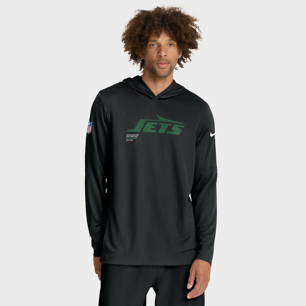New York Jets Sideline Pure Fury Performance Long Sleeve Hoodie T-Shirt - Black | Nike cheap