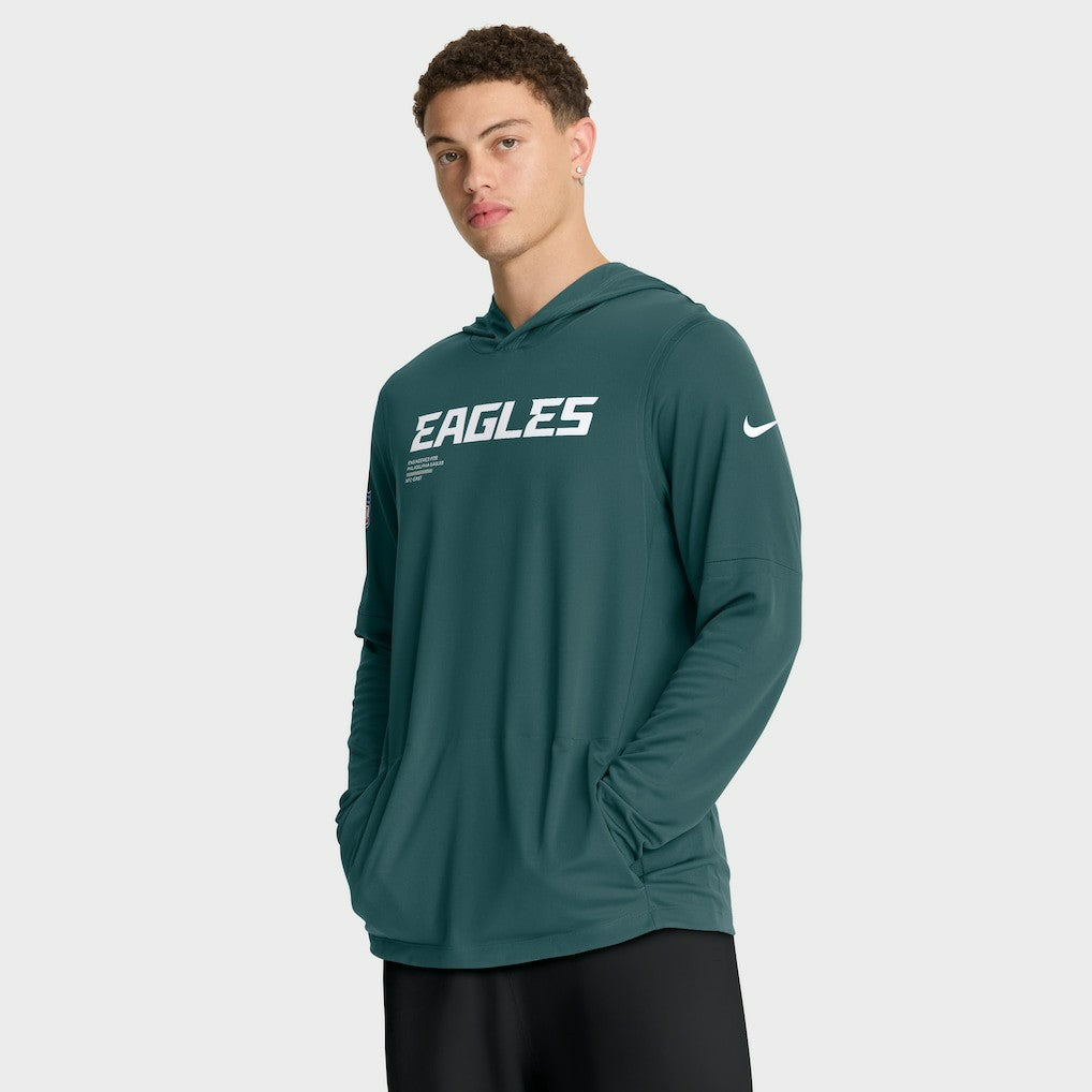 Philadelphia Eagles Sideline Pure Fury Performance Long Sleeve Hoodie T-Shirt - Green | Nike for sale