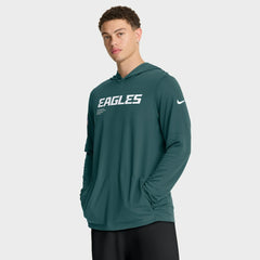 Philadelphia Eagles Sideline Pure Fury Performance Long Sleeve Hoodie T-Shirt - Green | Nike for sale