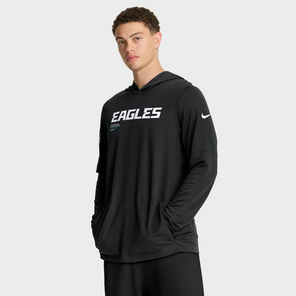 Philadelphia Eagles Sideline Pure Fury Performance Long Sleeve Hoodie T-Shirt - Black | Nike for sale