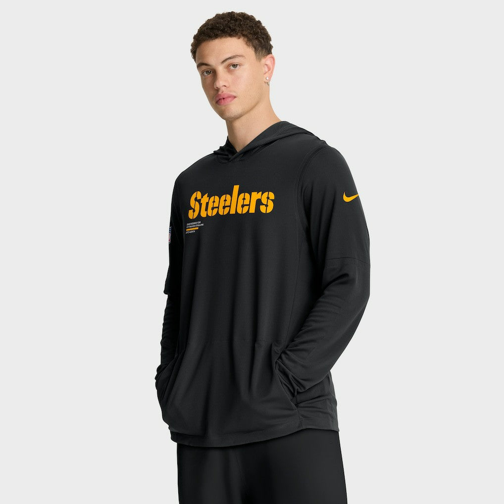 Pittsburgh Steelers Sideline Pure Fury Performance Long Sleeve Hoodie T-Shirt - Black | Nike online