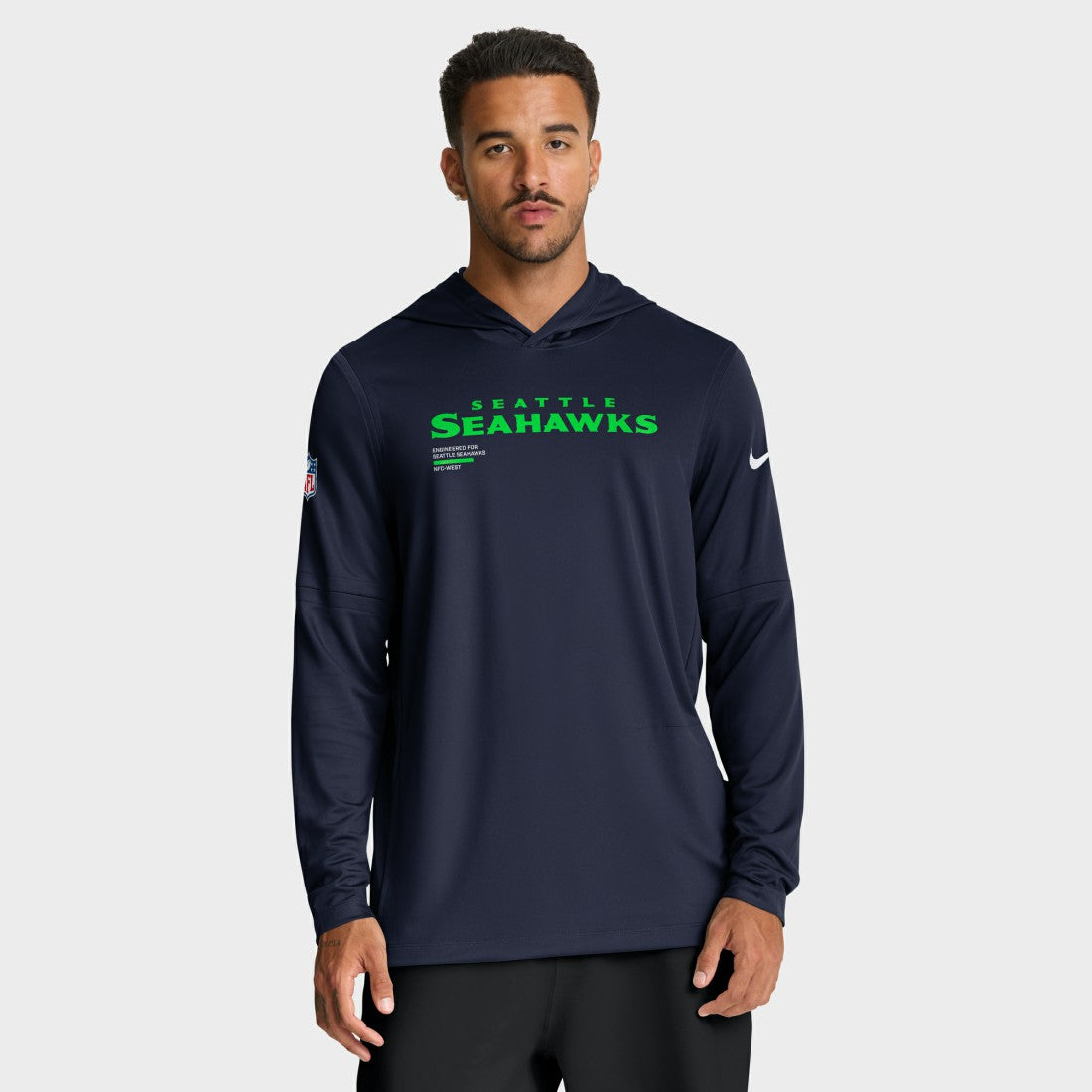 Seattle Seahawks Sideline Pure Fury Performance Long Sleeve Hoodie T-Shirt - College Navy | Nike online