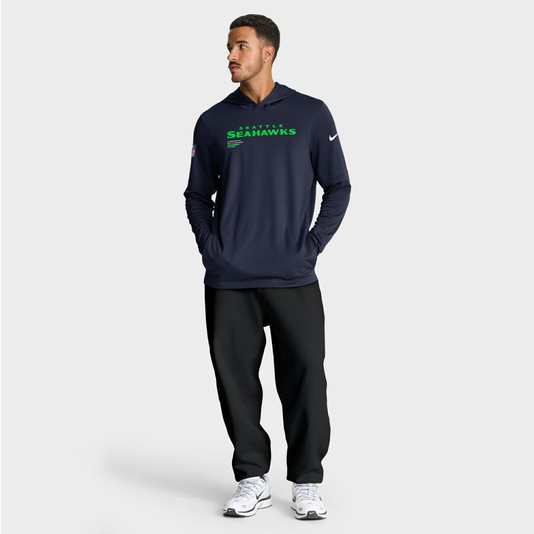 Seattle Seahawks Sideline Pure Fury Performance Long Sleeve Hoodie T-Shirt - College Navy | Nike online