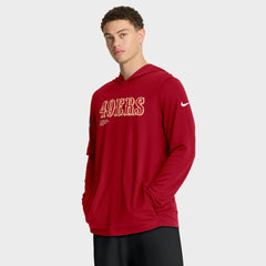 San Francisco 49ers Sideline Pure Fury Performance Long Sleeve Hoodie T-Shirt - Scarlet | Nike for sale
