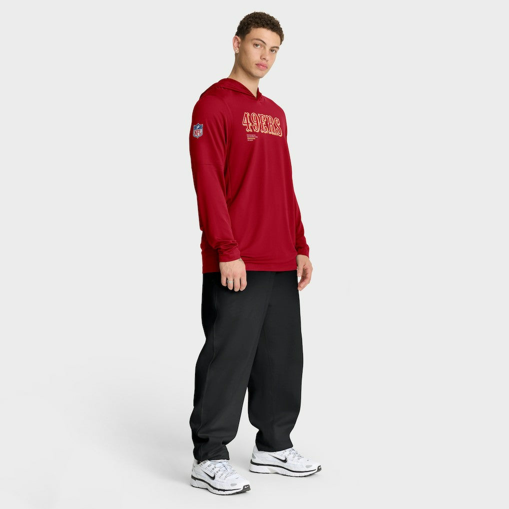 San Francisco 49ers Sideline Pure Fury Performance Long Sleeve Hoodie T-Shirt - Scarlet | Nike for sale