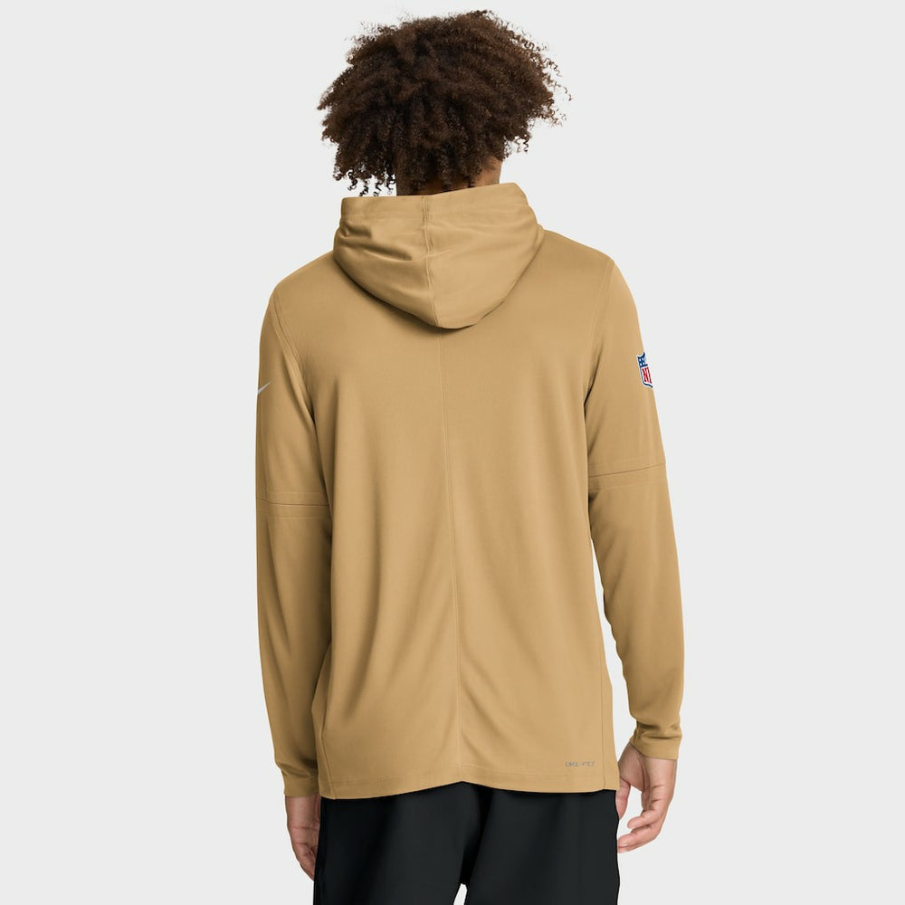 San Francisco 49ers Sideline Pure Fury Performance Long Sleeve Hoodie T-Shirt - Gold | Nike outlet