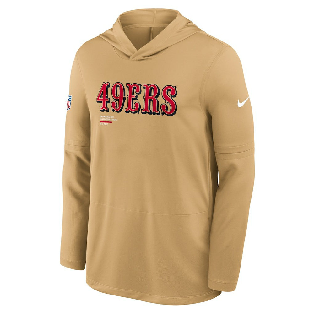 San Francisco 49ers Sideline Pure Fury Performance Long Sleeve Hoodie T-Shirt - Gold | Nike outlet
