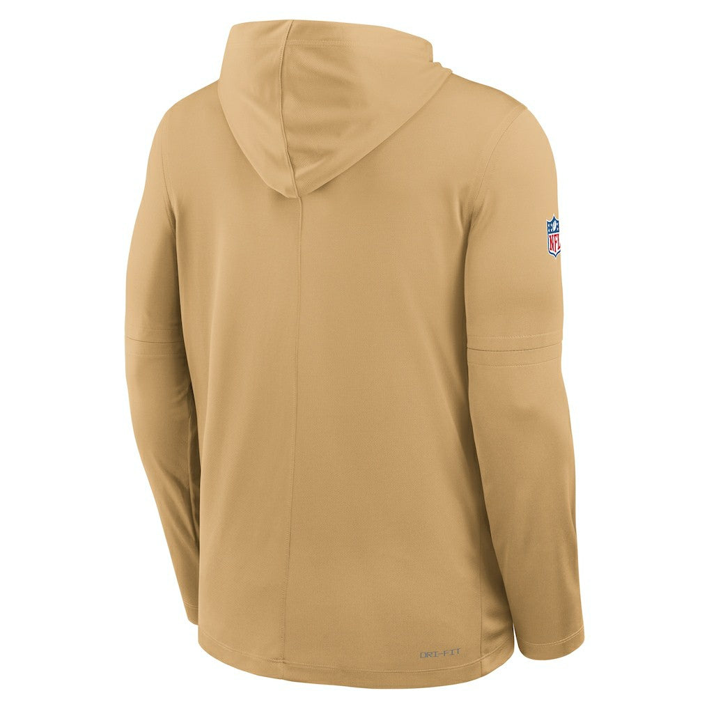 San Francisco 49ers Sideline Pure Fury Performance Long Sleeve Hoodie T-Shirt - Gold | Nike outlet