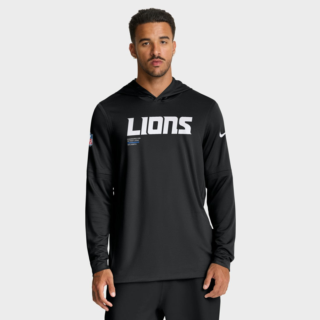 Detroit Lions Sideline Pure Fury Performance Long Sleeve Hoodie T-Shirt - Black | Nike on sale