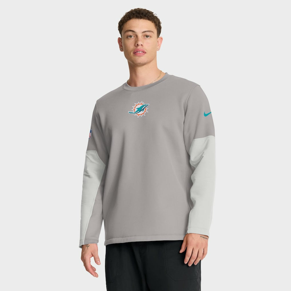 Miami Dolphins Sideline Coach Therma-FIT Long Sleeve T-Shirt - Gray | Nike for sale