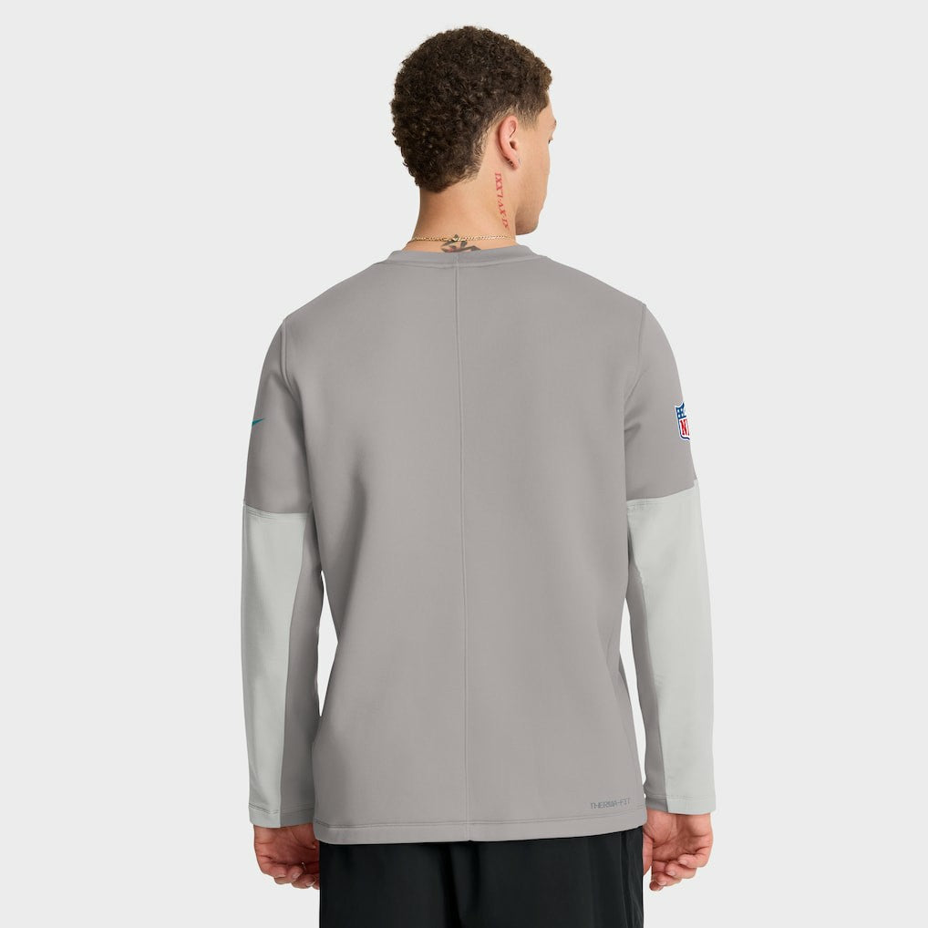 Miami Dolphins Sideline Coach Therma-FIT Long Sleeve T-Shirt - Gray | Nike for sale