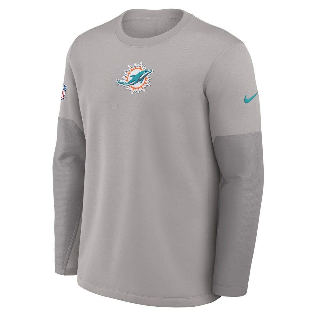 Miami Dolphins Sideline Coach Therma-FIT Long Sleeve T-Shirt - Gray | Nike for sale