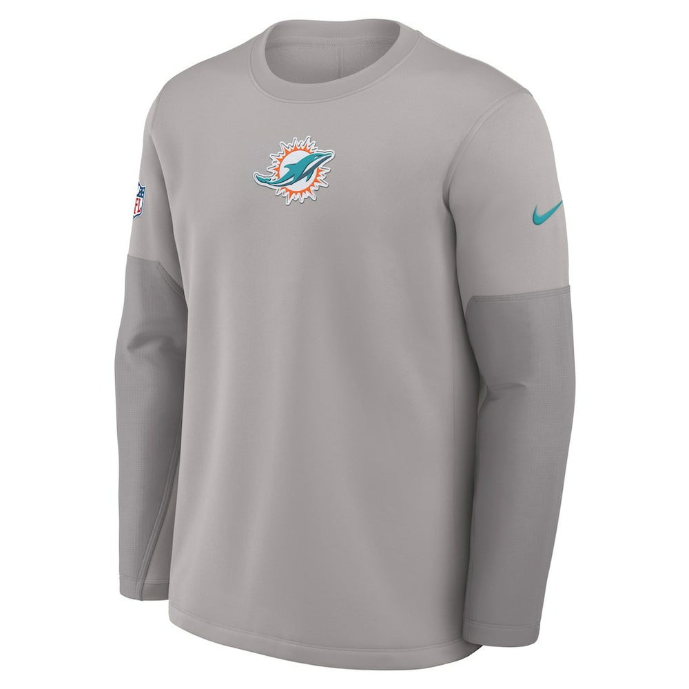 Miami Dolphins Sideline Coach Therma-FIT Long Sleeve T-Shirt - Gray | Nike for sale