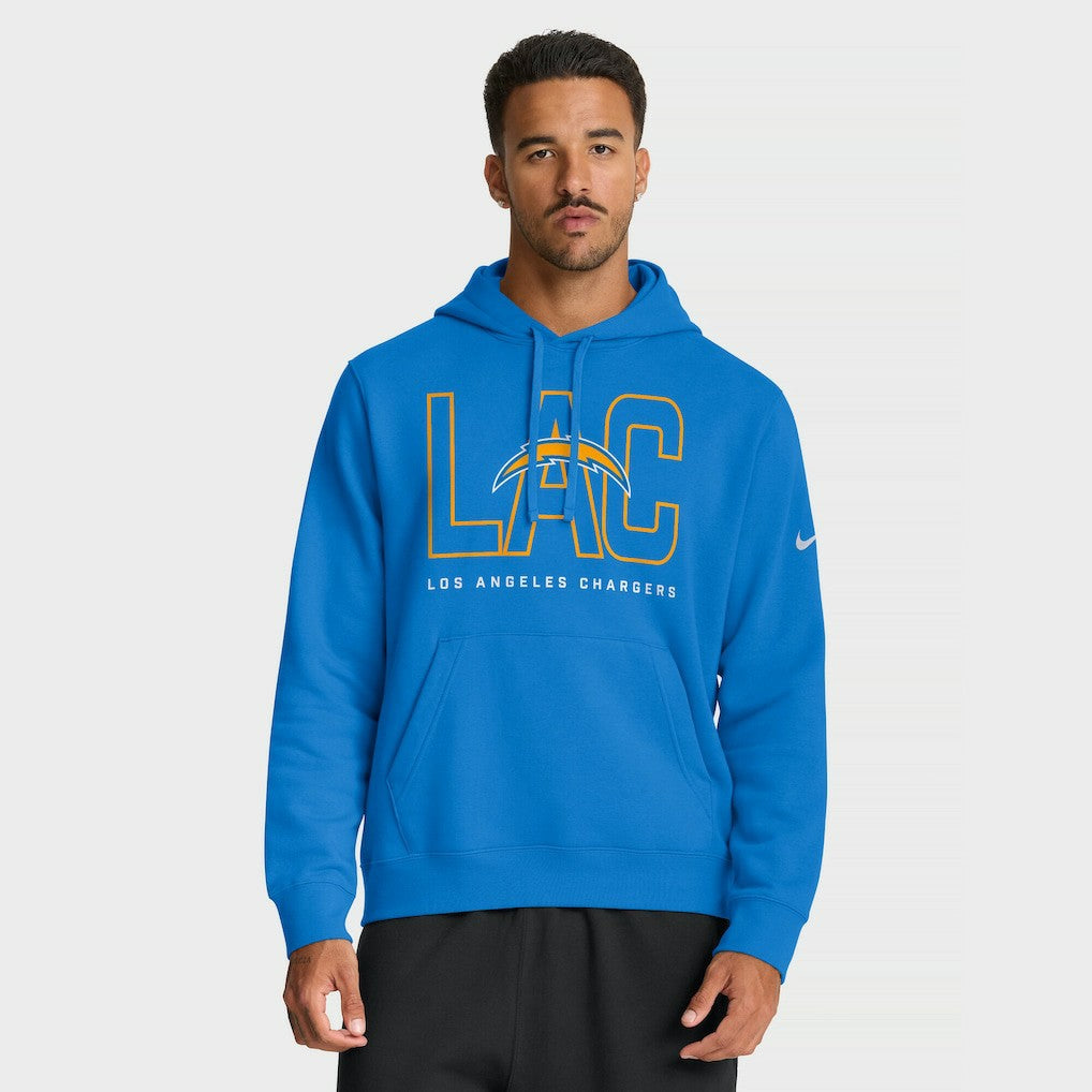 Los Angeles Chargers Busted Play Club Fleece Pullover Hoodie - Powder Blue | Nike outlet