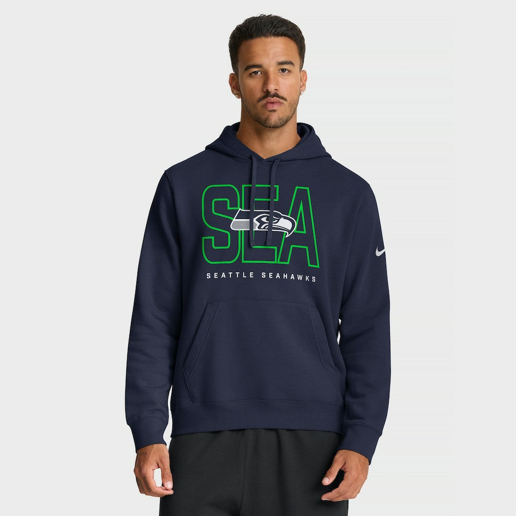 Seattle Seahawks Busted Play Club Fleece Pullover Hoodie - College Navy | Nike outlet