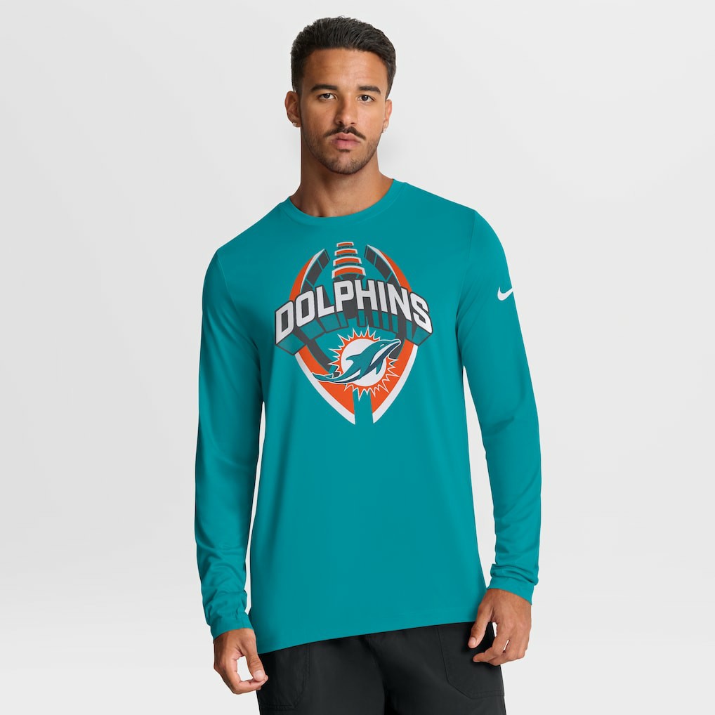 Miami Dolphins Primetime Legend Icon Performance Long Sleeve T-Shirt - Aqua | Nike for sale