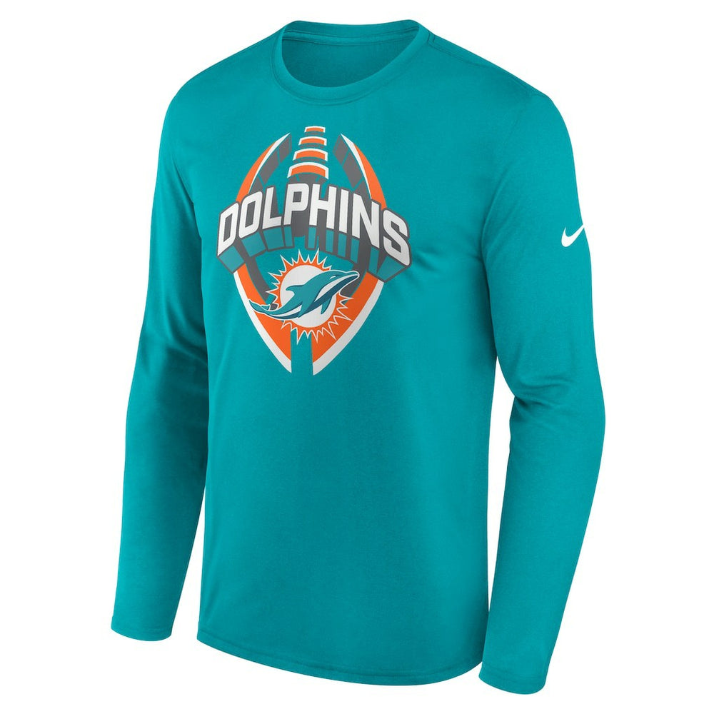 Miami Dolphins Primetime Legend Icon Performance Long Sleeve T-Shirt - Aqua | Nike for sale