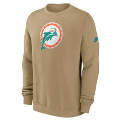 Miami Dolphins Swing Pass Rewind Club Pullover Sweatshirt - Tan | Nike for sale