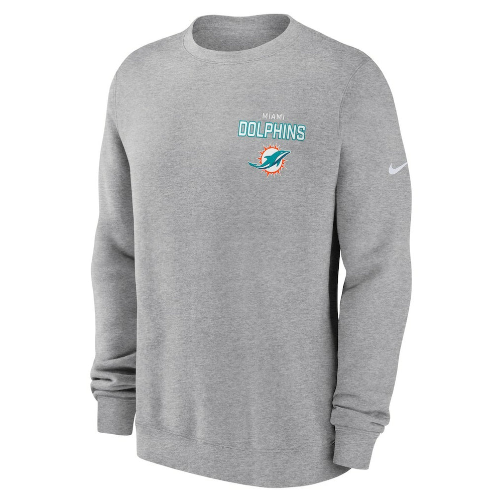 Miami Dolphins Primetime Club Fleece Pullover Sweatshirt - Heather Gray | Nike discount