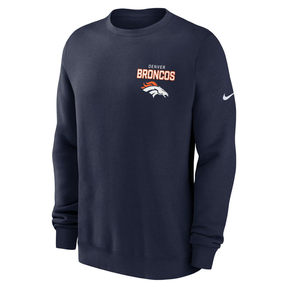 Denver Broncos Primetime Club Fleece Pullover Sweatshirt - Navy | Nike for sale