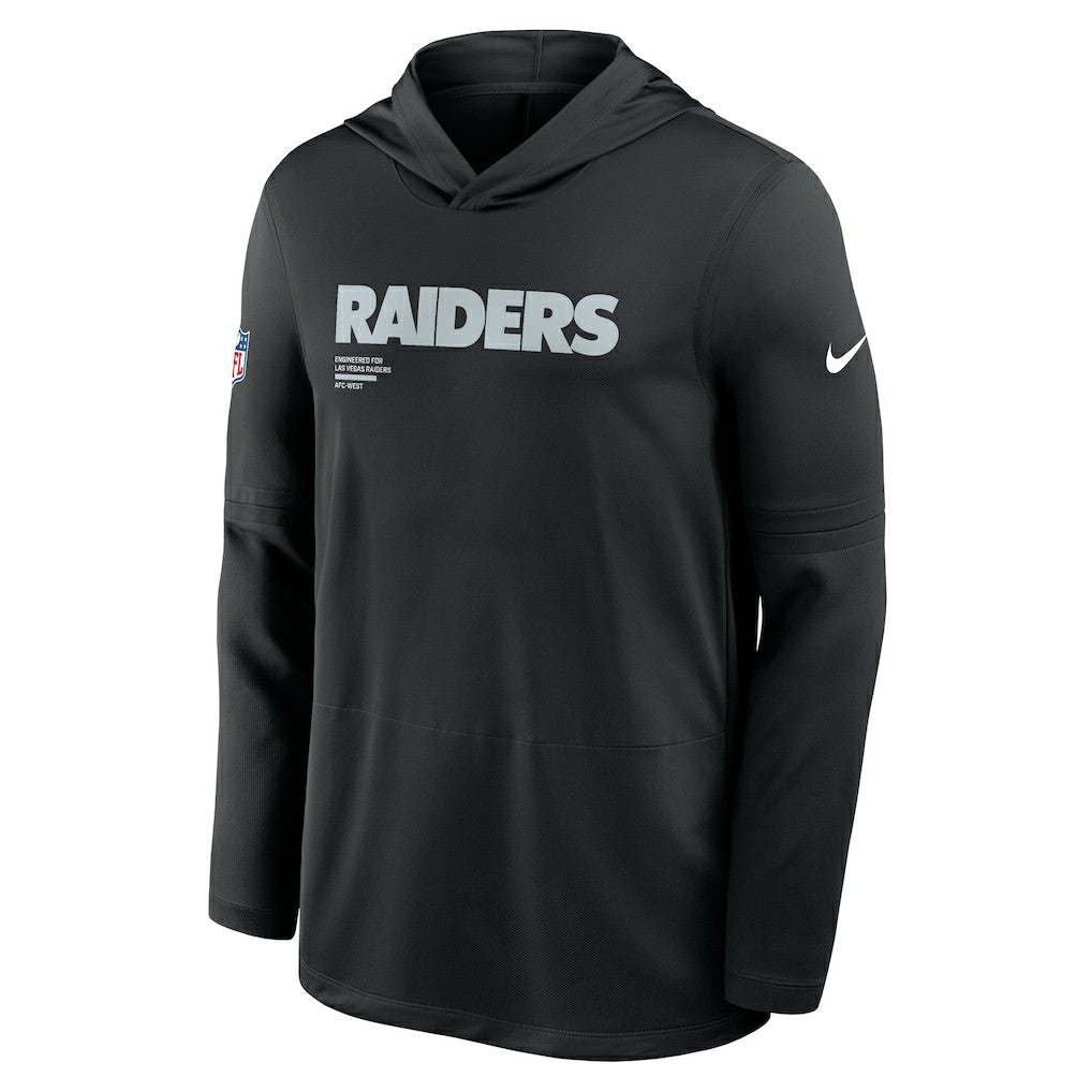 Las Vegas Raiders Big & Tall Sideline Dri-FIT Long Sleeve Hoodie T-Shirt - Black | Nike outlet