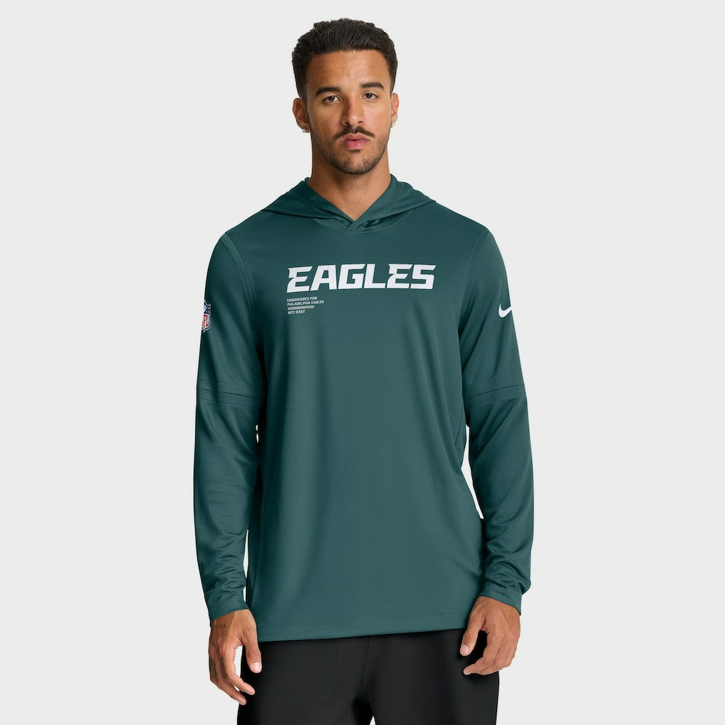 Philadelphia Eagles Big & Tall Sideline Dri-FIT Long Sleeve Hoodie T-Shirt - Midnight Green | Nike cheap