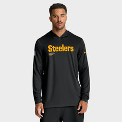 Pittsburgh Steelers Big & Tall Sideline Dri-FIT Long Sleeve Hoodie T-Shirt - Black | Nike outlet