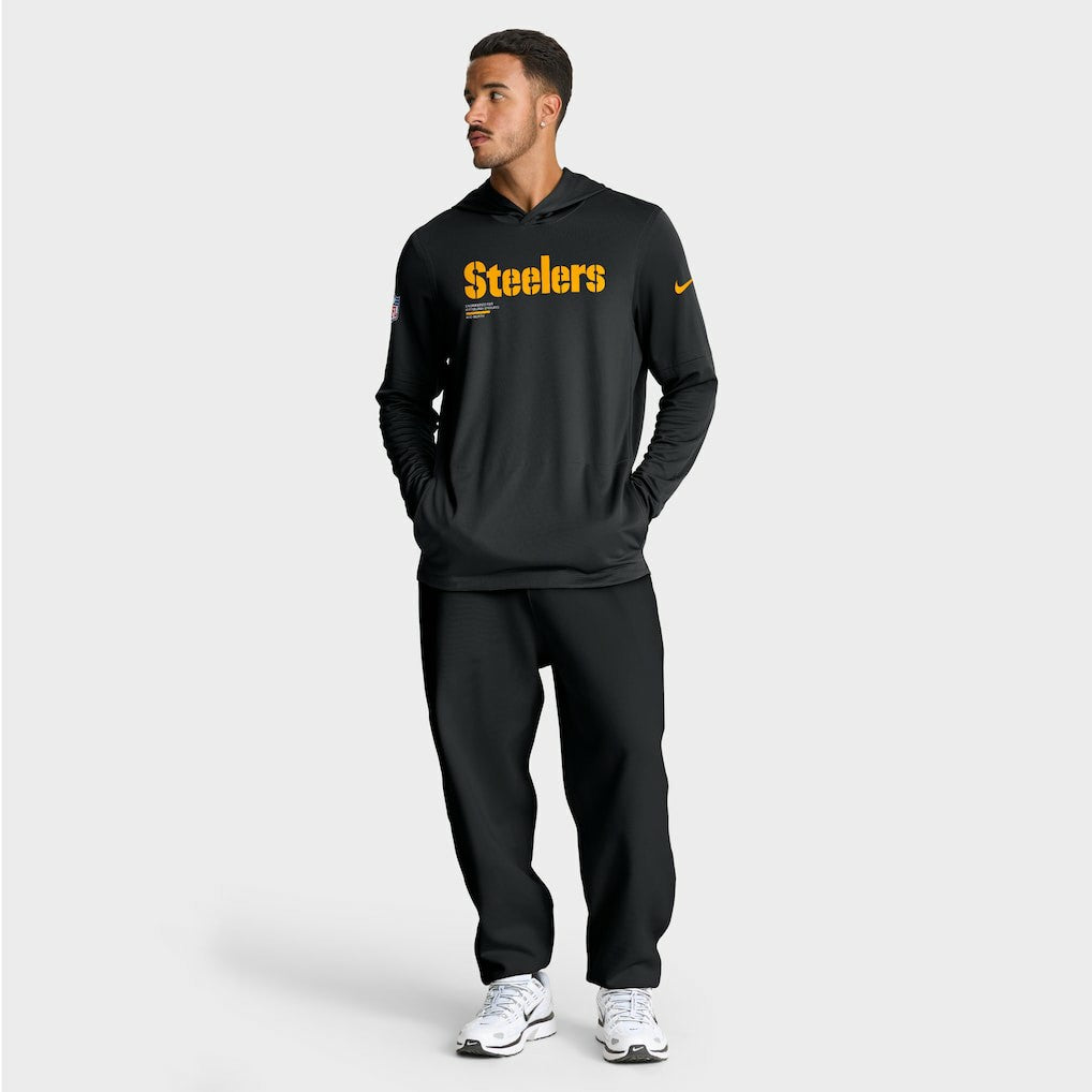 Pittsburgh Steelers Big & Tall Sideline Dri-FIT Long Sleeve Hoodie T-Shirt - Black | Nike outlet