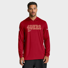 San Francisco 49ers Big & Tall Sideline Dri-FIT Long Sleeve Hoodie T-Shirt - Scarlet | Nike on sale